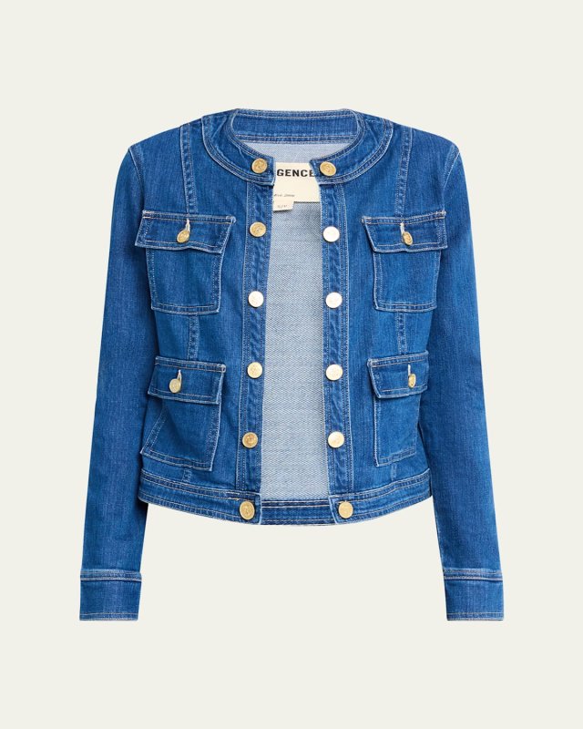 Yari Faded Collarless Denim Jacket